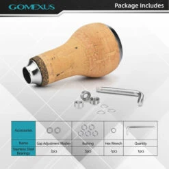 Gomexus Handle Knob Cork For Spinning Reel - Cork/Silver -Angelprodukte Geschäft CA27TNBK 4
